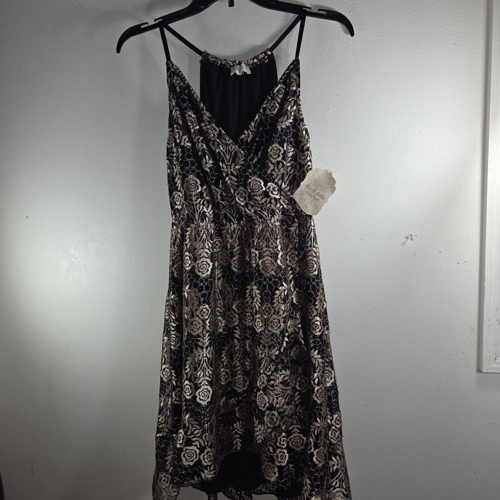 Altar'd State Black and Gold Floral Dress